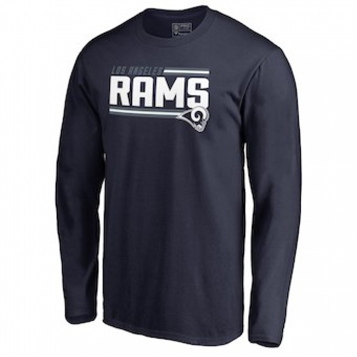 Men's Los Angeles Rams NFL Pro Line by Fanatics Branded Navy Iconic Collection On Side Stripe Long Sleeve T-Shirt