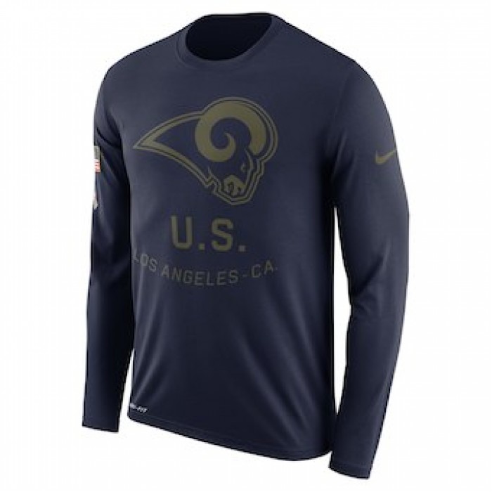 Men's Los Angeles Rams Nike Navy Salute to Service Sideline Legend Performance Long Sleeve T-Shirt
