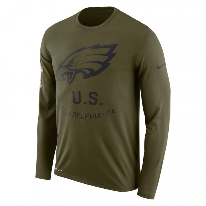 Philadelphia Eagles Nike Salute To Service Sideline Legend Performance Long Sleeve T-Shirt Olive
