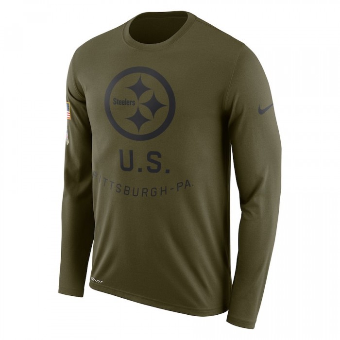 Pittsburgh Steelers Nike Salute To Service Sideline Legend Performance Long Sleeve T-Shirt Olive