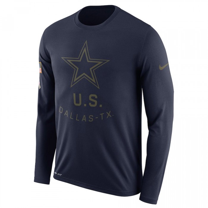 Dallas Cowboys Nike Salute To Service Sideline Legend Performance Long Sleeve T-Shirt Navy Outlet