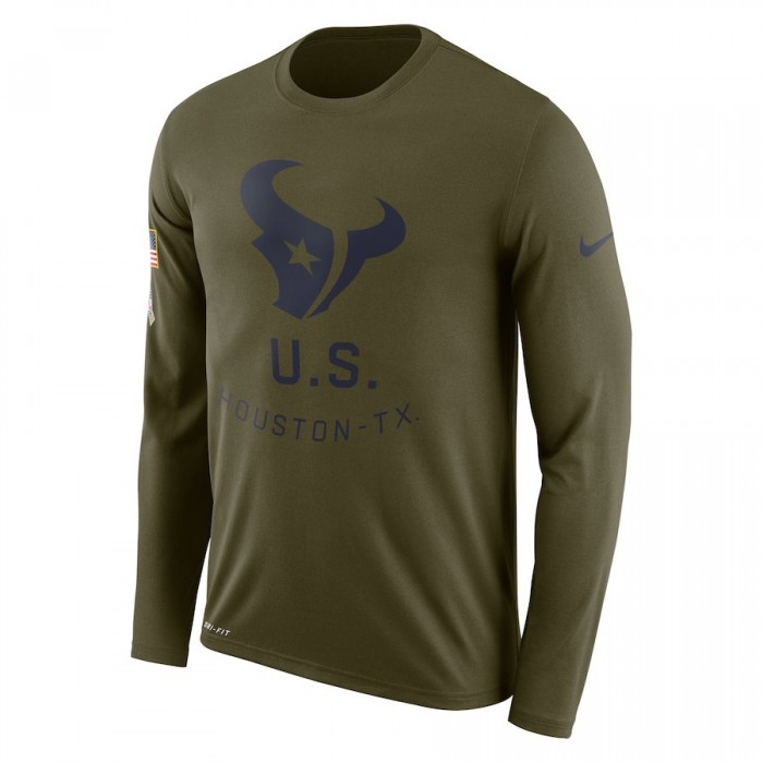 Houston Texans Nike Salute To Service Sideline Legend Performance Long Sleeve T-Shirt Olive