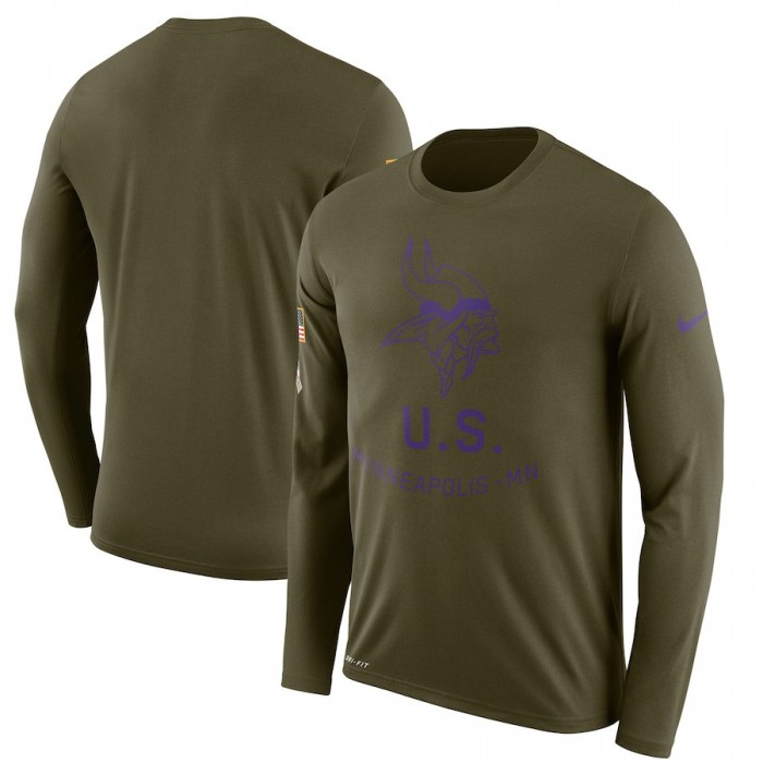 Minnesota Vikings Nike Salute To Service Sideline Legend Performance Long Sleeve T-Shirt Olive