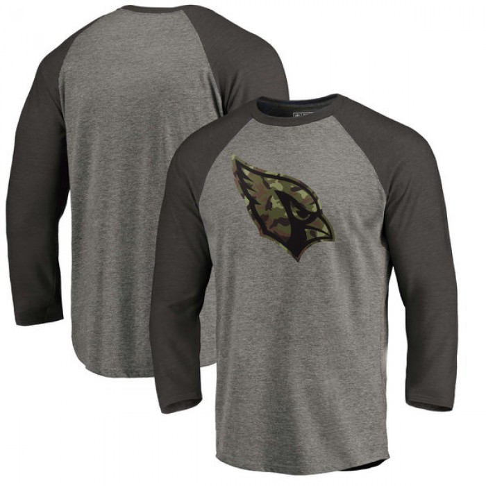 Arizona Cardinals NFL Pro Line by Fanatics Branded Black Gray Tri Blend Sleeve T-Shirt