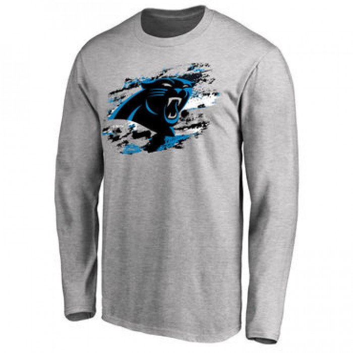 Men's Carolina Panthers NFL Pro Line Ash True Colors Long Sleeve T-Shirt