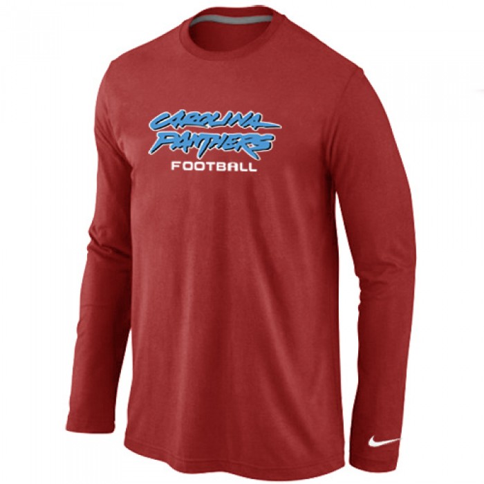 Nike Carolina Panthers Authentic font Long Sleeve T-Shirt Red