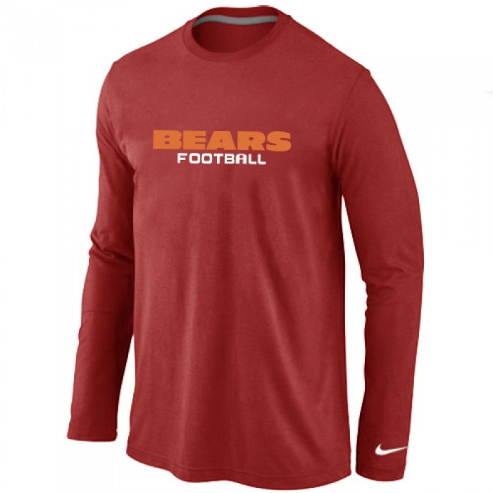 Nike Chicago Bears Authentic font Long Sleeve T-Shirt Red