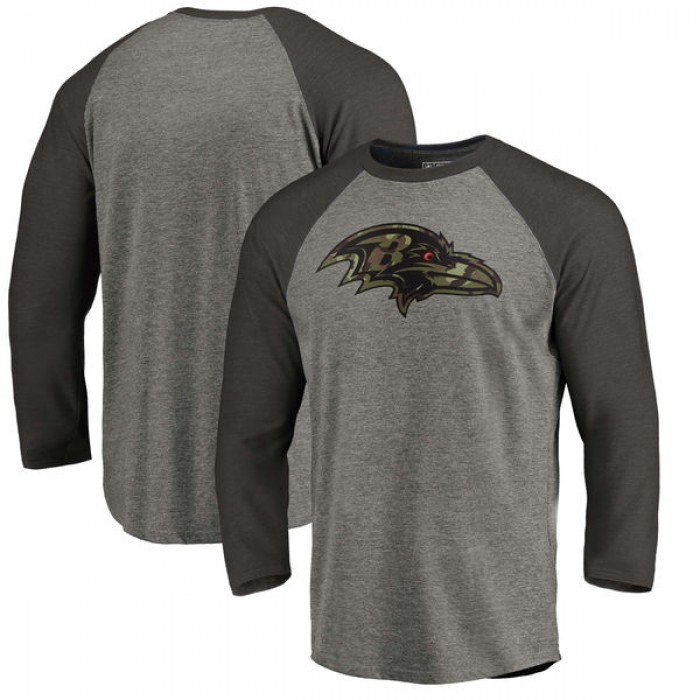 Baltimore Ravens NFL Pro Line by Fanatics Branded Black Gray Tri Blend Sleeve T-Shirt
