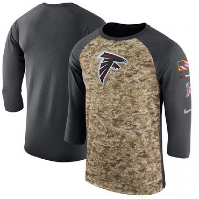 Men's Atlanta Falcons Nike Camo Anthracite Salute to Service Sideline Legend Performance Three-Quarter Sleeve T Shirt
