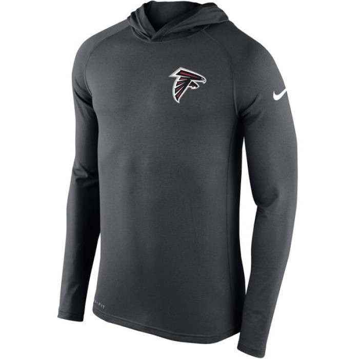 Men's Atlanta Falcons Nike Charcoal Stadium Touch Hooded Performance Long Sleeve T-Shirt