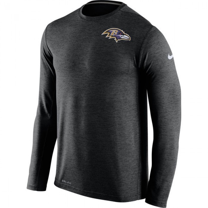 Men's Baltimore Ravens Nike Black Dri FIT Touch Long Sleeve Performance T-Shirt