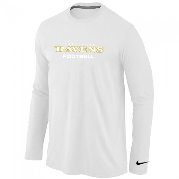 Nike Baltimore Ravens Authentic font Long Sleeve T-Shirt White