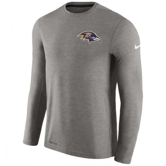 Men's Baltimore Ravens Nike Charcoal Coaches Long Sleeve Performance T-Shirt