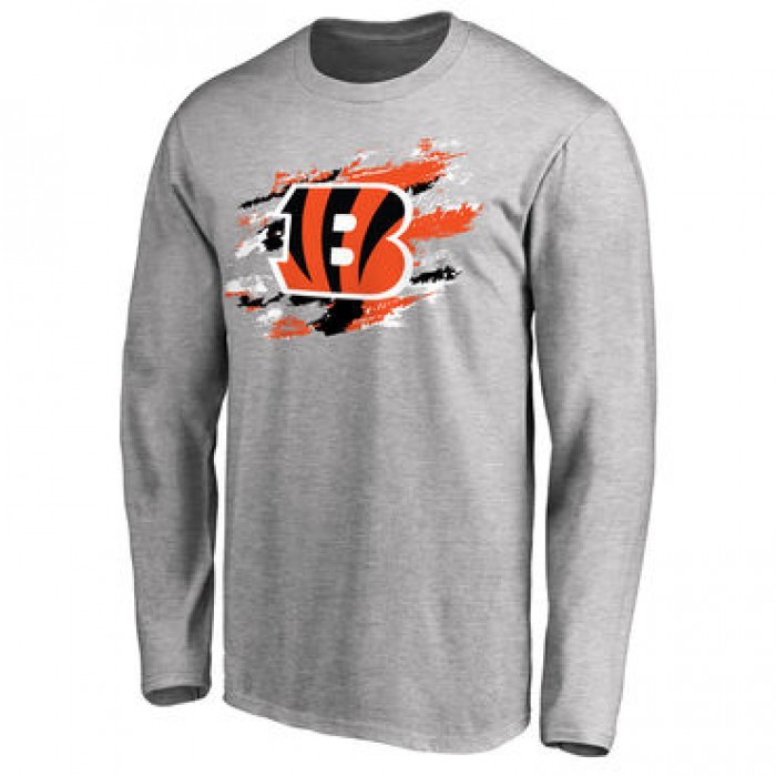 Men's Cincinnati Bengals NFL Pro Line Ash True Colors Long Sleeve T-Shirt