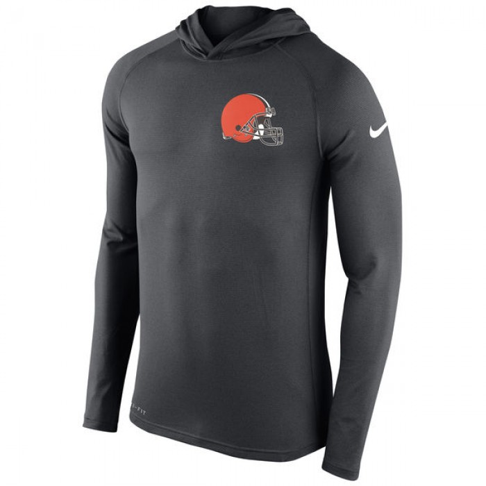 Men's Cleveland Browns Nike Gray Stadium Touch Performance Long Sleeve T-Shirt