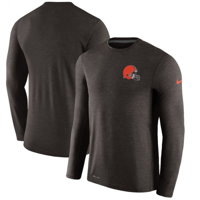 Men's Cleveland Browns Nike Brown Coaches Long Sleeve Performance T-Shirt