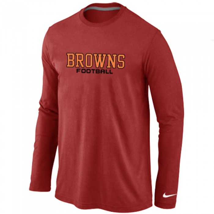 Nike Cleveland Browns Authentic font Long Sleeve T-Shirt Red