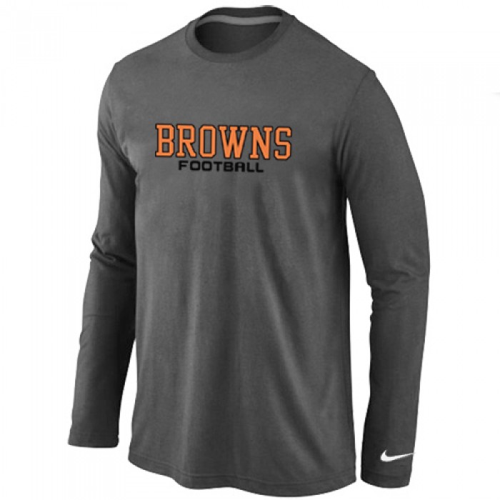 Nike Cleveland Browns Authentic font Long Sleeve T-Shirt D.Grey