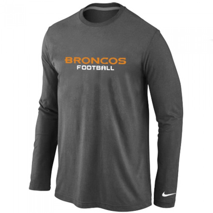 Nike Denver Broncos Authentic font Long Sleeve T-Shirt D.Grey