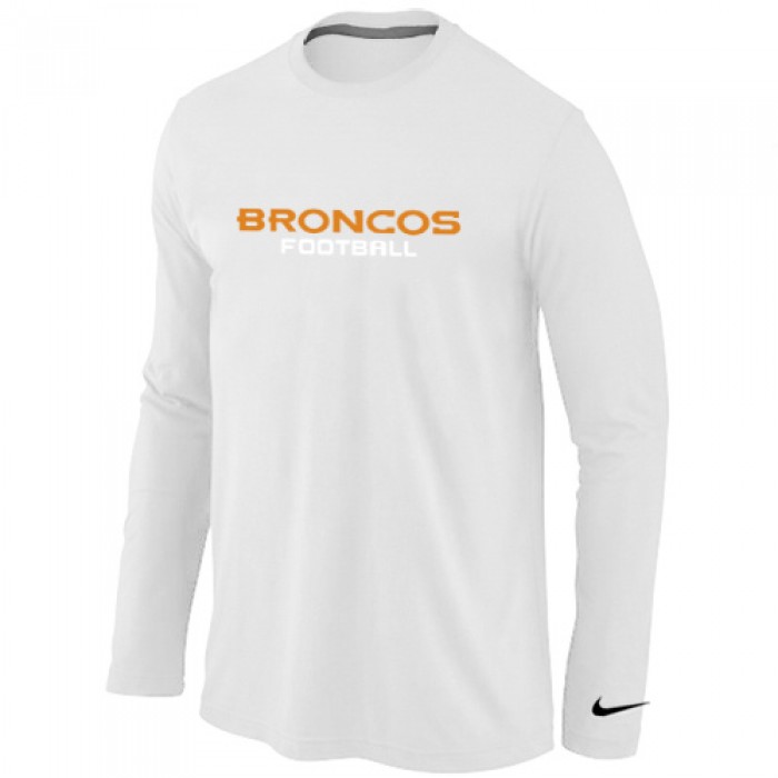 Nike Denver Broncos Authentic font Long Sleeve T-Shirt White
