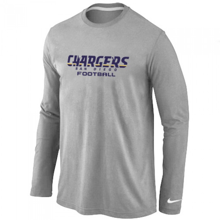 Nike San Diego Chargers Authentic font Long Sleeve T-Shirt Grey