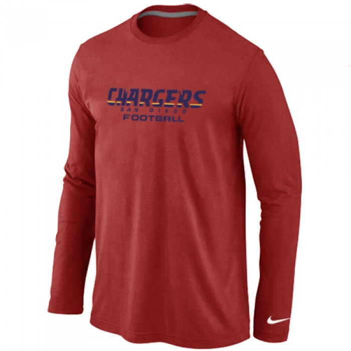 Nike San Diego Chargers Authentic font Long Sleeve T-Shirt Red
