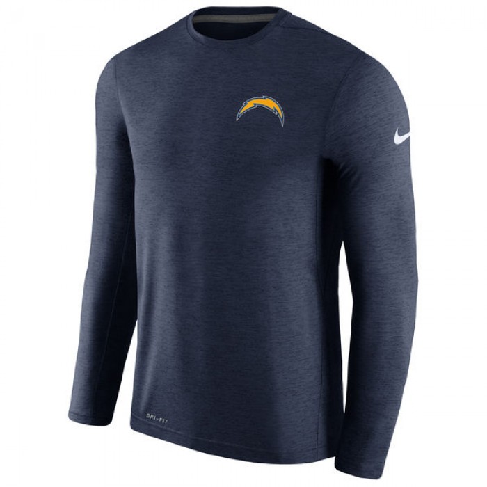 Men's Los Angeles Chargers Nike Navy Coaches Long Sleeve Performance T-Shirt