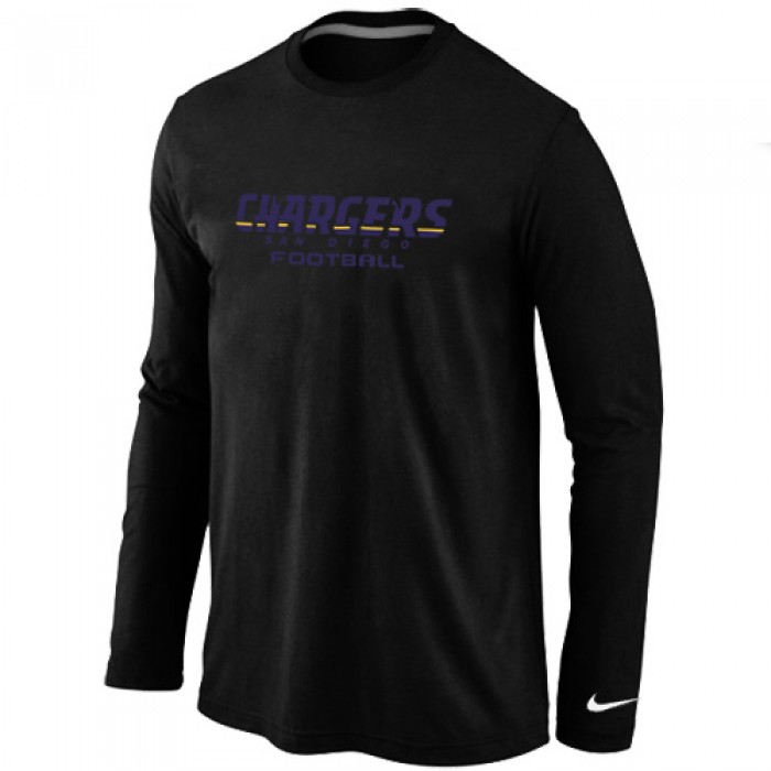 Nike San Diego Chargers Authentic font Long Sleeve T-Shirt Black