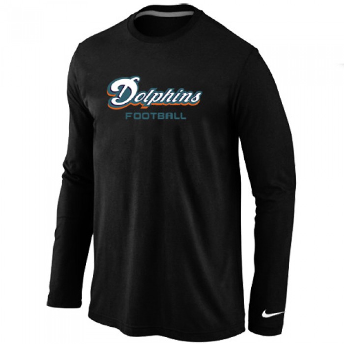 Nike Miami Dolphins Authentic font Long Sleeve T-Shirt Black