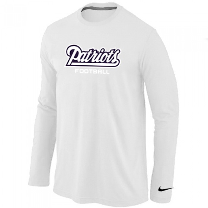 Nike New England Patriots Authentic font Long Sleeve T-Shirt White