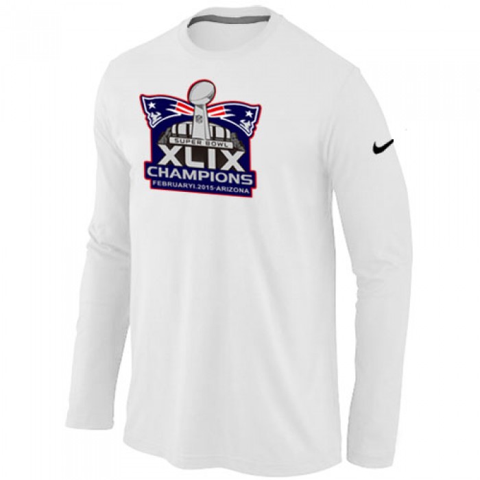 Nike New England Patriots Majestic White Super Bowl XLIX Champion Mark Long Sleeve T-Shirts
