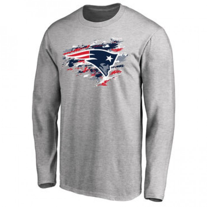 Men's New England Patriots NFL Pro Line Ash True Colors Long Sleeve T-Shirt