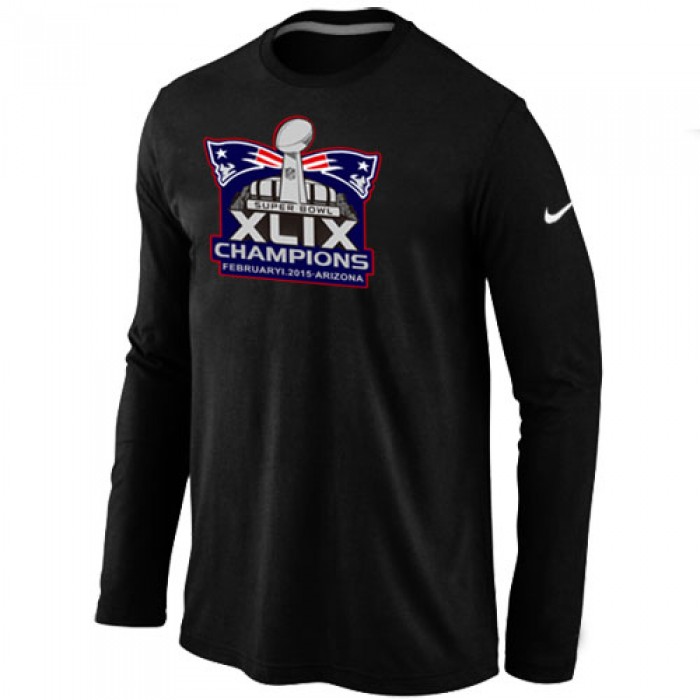Nike New England Patriots Majestic Black Super Bowl XLIX Champion Mark Long Sleeve T-Shirts