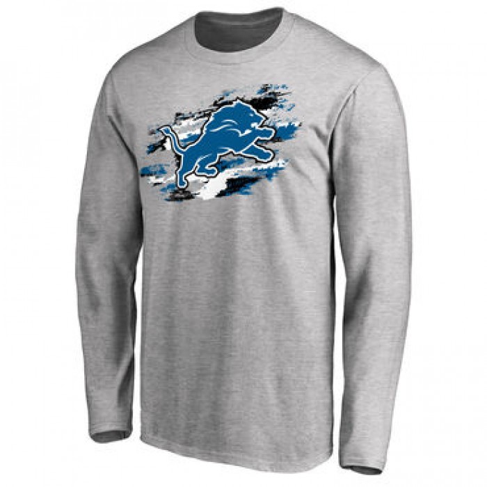 Men's Detroit Lions NFL Pro Line Ash True Colors Long Sleeve T-Shirt