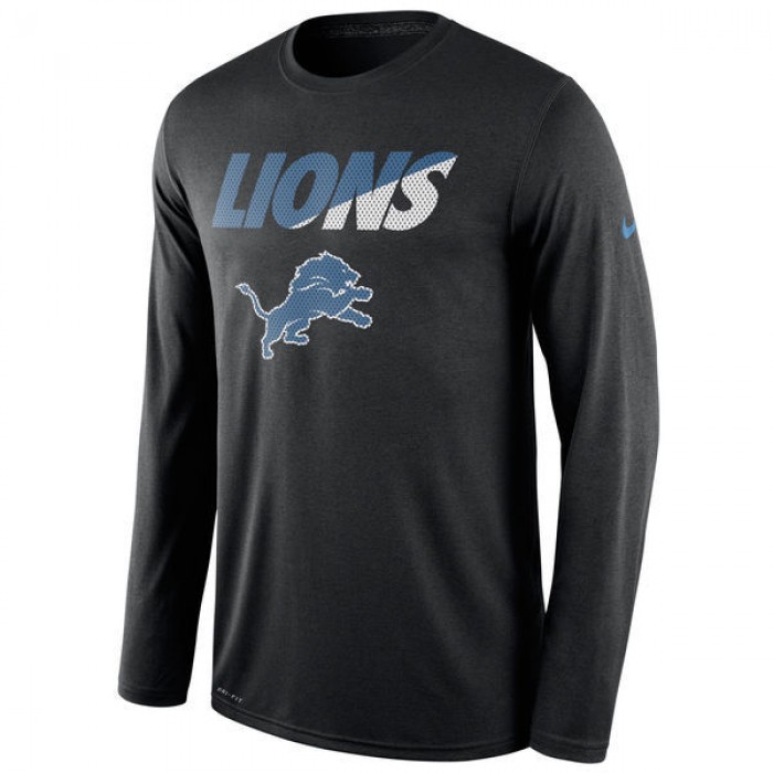 Nike Lions Black Team Logo Men's Long Sleeve T Shirt