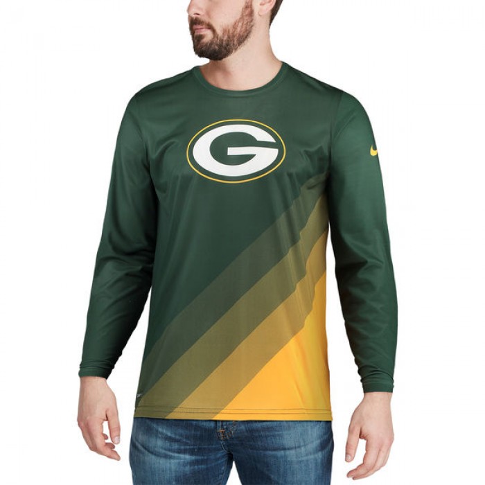 Nike Green Bay Packers Green Sideline Legend Prism Performance Long Sleeve T-Shirt.