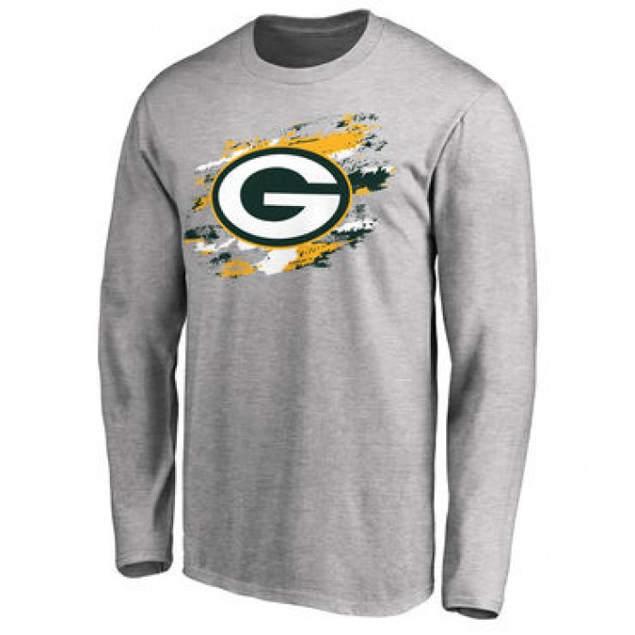 Men's Green Bay Packers NFL Pro Line Ash True Colors Long Sleeve T-Shirt
