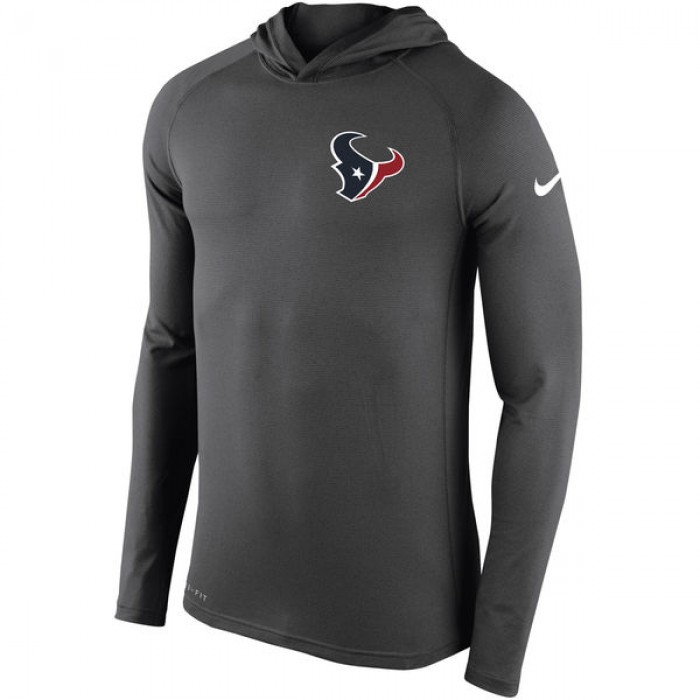 Men's Houston Texans Nike Charcoal Stadium Touch Hooded Performance Long Sleeve T-Shirt