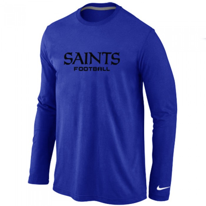 Nike New Orleans Saints Authentic font Long Sleeve T-Shirt blue