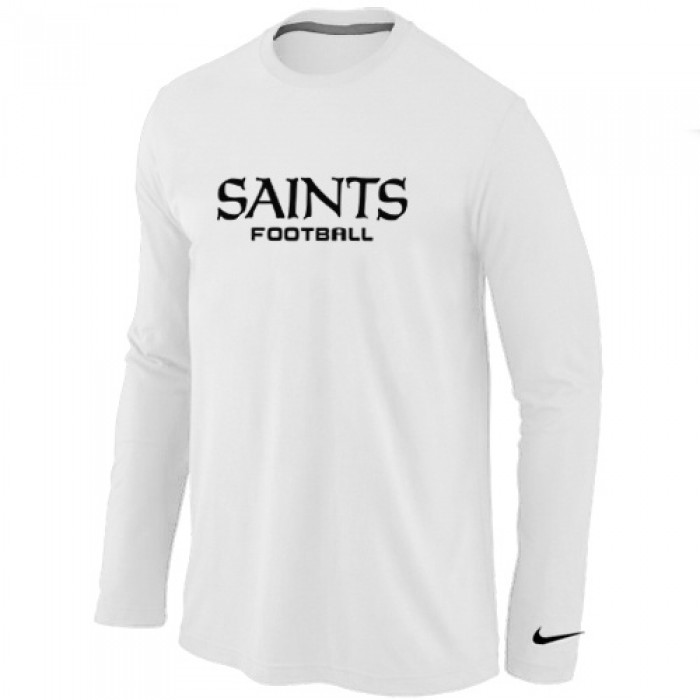 Nike New Orleans Saints Authentic font Long Sleeve T-Shirt White