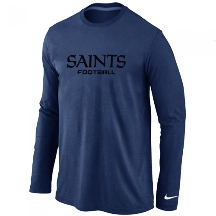 Nike New Orleans Saints Authentic font Long Sleeve T-Shirt D.Blue