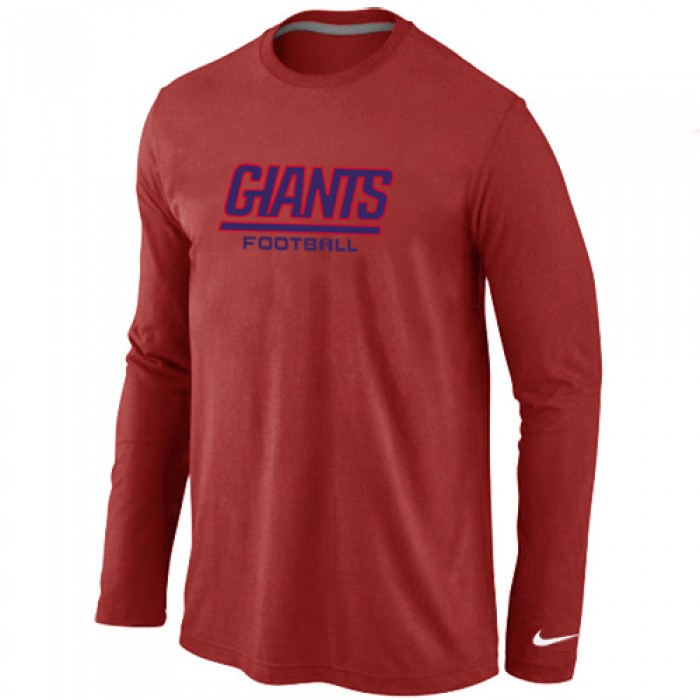 Nike New York Giants Authentic font Long Sleeve T-Shirt Red