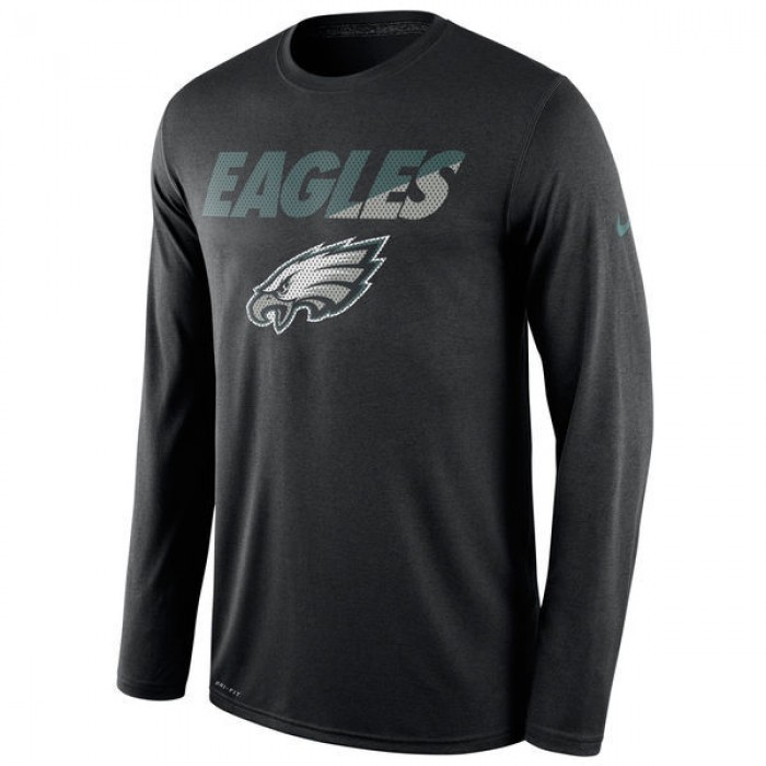 Nike Eagles Black Team Logo Men's Long Sleeve T Shirt
