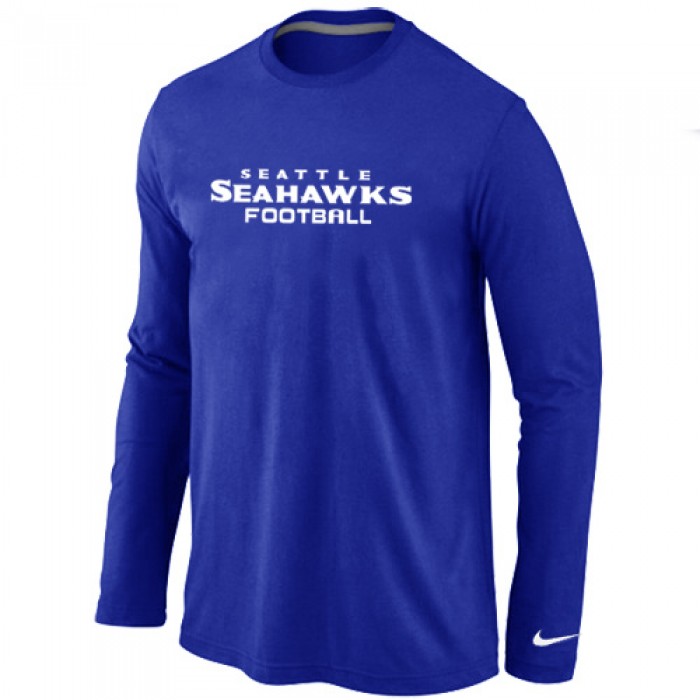Nike Seattle Seahawks Authentic font Long Sleeve T-Shirt blue