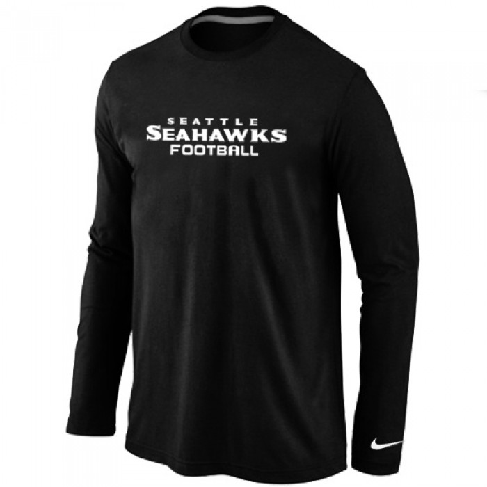 Nike Seattle Seahawks Authentic font Long Sleeve T-Shirt Black