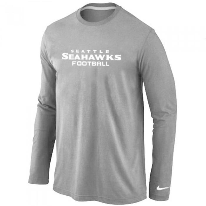 Nike Seattle Seahawks Authentic font Long Sleeve T-Shirt Grey