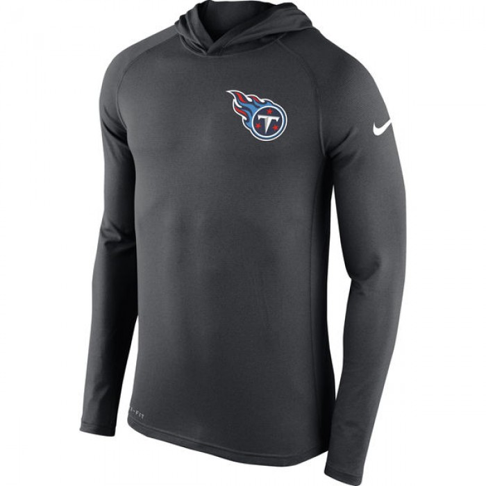 Men's Tennessee Titans Nike Charcoal Stadium Touch Long Sleeve Hooded Performance T-Shirt