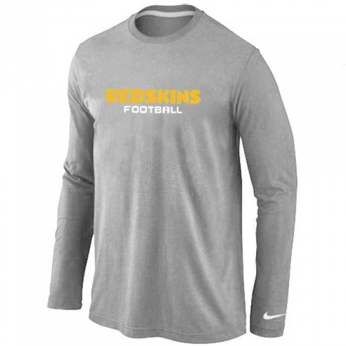 Nike Washington Redskins Authentic font Long Sleeve T-Shirt Grey