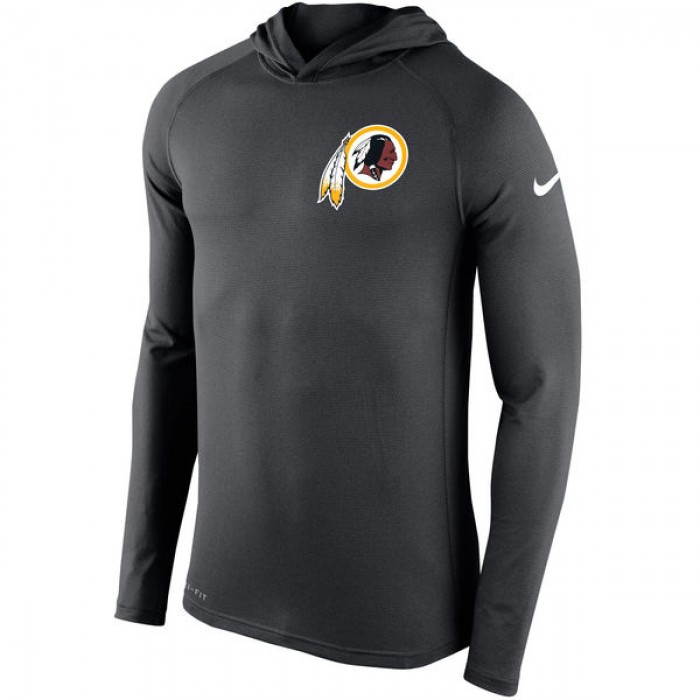 Men's Washington Redskins Nike Charcoal Stadium Touch Hooded Performance Long Sleeve T-Shirt