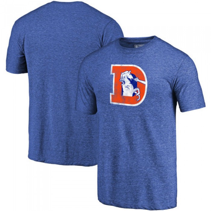 Denver Broncos Royal Throwback Logo Tri-Blend NFL Pro Line by T-Shirt